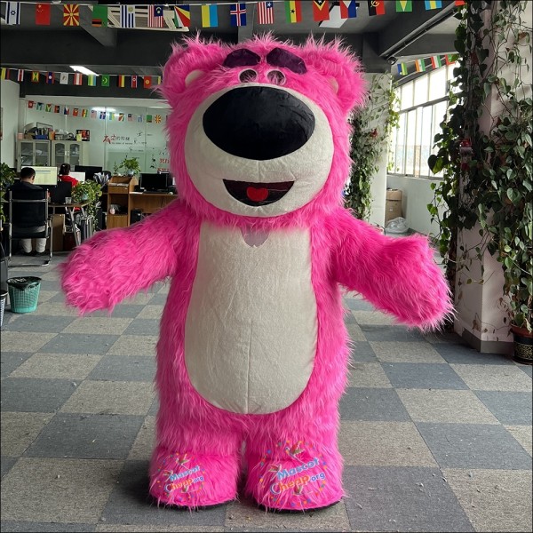 Bear Rose Red Plush Inflatable Mascot Costume
