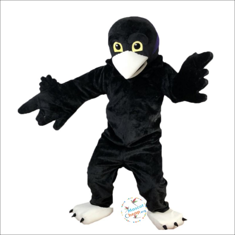 Black Short-Haired Eagle Cartoon Mascot Costume Black Short-Haired Eagle Cartoon Mascot Costume