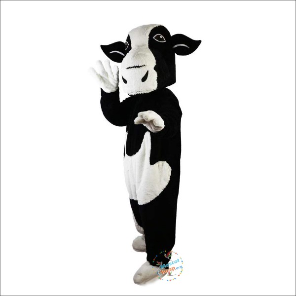 Black and White Cow Cartoon Mascot Costume