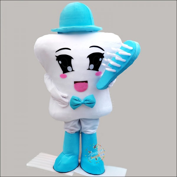 Blue Toothbrush Teeth Mascot Costume