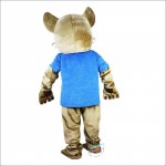 Blue Vest Wild Cat Cartoon Mascot Costume