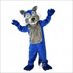 Blue Wolf Wolfish Cartoon Mascot Costume