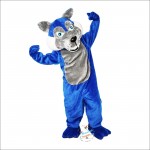 Blue Wolf Wolfish Cartoon Mascot Costume