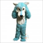 Blue big mouth Wolf Mascot Costume