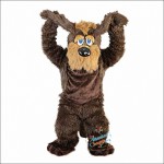 Brown Long Hairy Dog Cartoon Mascot Costume