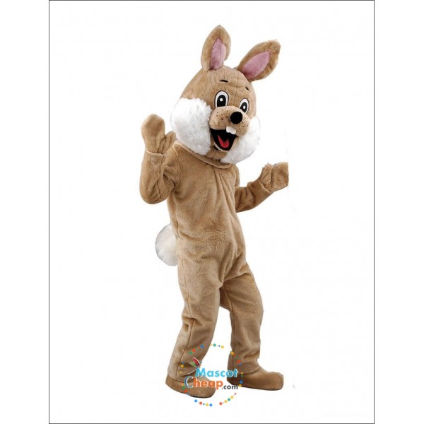 Cute Happy Brown Rabbit Mascot Costume