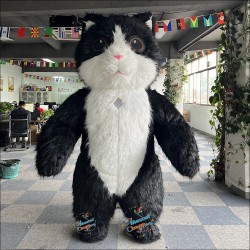 Cat Plush Black Inflatable Mascot Costume