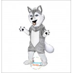 Grey Power Husky Mascot Costume