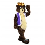 Dark Brown King Bear Mascot Costume