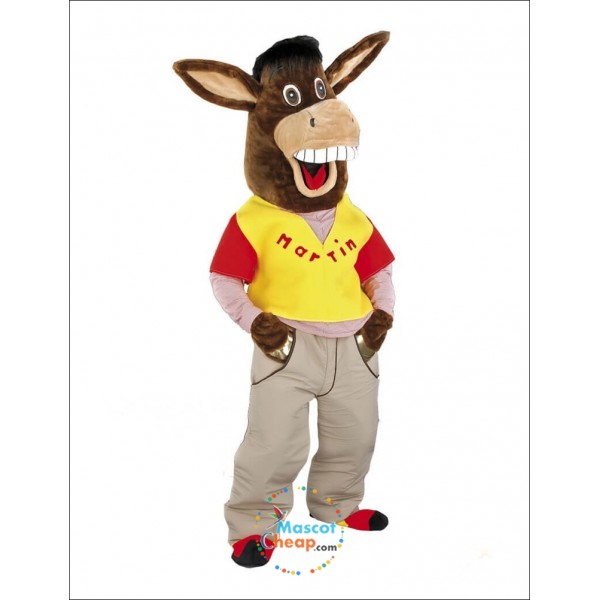 Cute Happy Donkey Mascot Costume