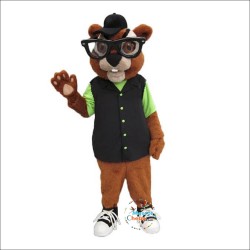 Glasses Handsome Chipmunk Mascot Costume