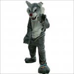 Gray Tiger Wildcat Cartoon Mascot Costume