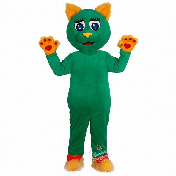 Green Cat Mascot Costume