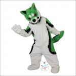Green Fox Dog Husky Cartoon Mascot Costume