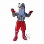 Grey Muscle shark Mascot Costume