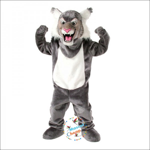 Grey Wildcat Mascot Costume