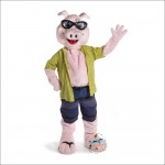 Handsome Swimming Pig Mascot Costume