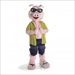Handsome Swimming Pig Mascot Costume