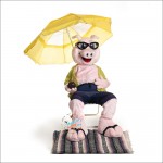 Handsome Swimming Pig Mascot Costume