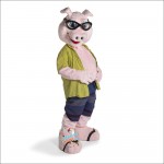 Handsome Swimming Pig Mascot Costume