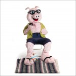 Handsome Swimming Pig Mascot Costume