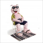 Handsome Swimming Pig Mascot Costume