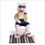 Handsome Swimming Pig Mascot Costume