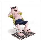 Handsome Swimming Pig Mascot Costume