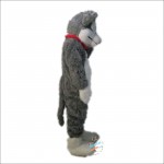 Long-Haired Grey Husky Wolf Mascot Costume
