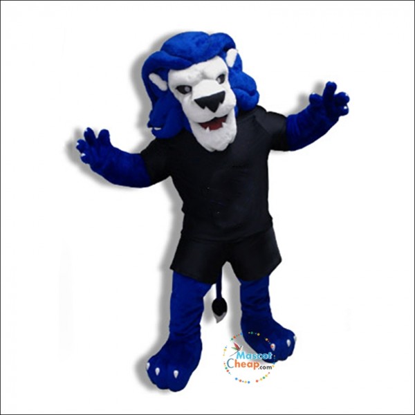 Blue Long Hair Lion Mascot Costume