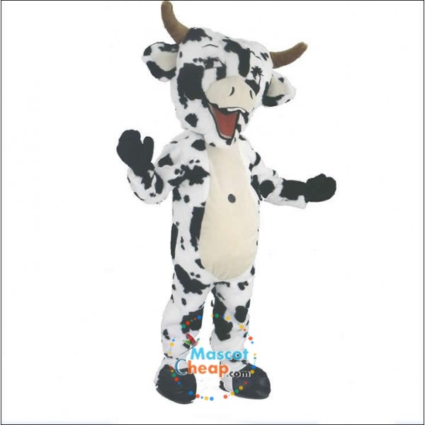 Black and white cow mascot costume