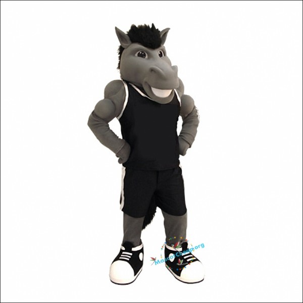 College Grey Power Mustang Mascot Costume
