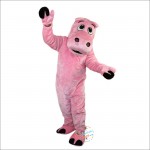Pink Hippo Cartoon Mascot Costume