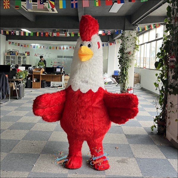 Plush Red Cock Inflatable Mascot Costume