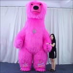 Polar Bear Red Plush Inflatable Mascot Costume