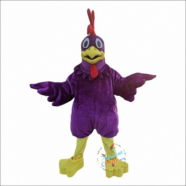 Purple Chicken Hen Cock Cartoon Mascot Costume