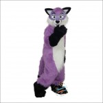 Purple Woolly Wolf Wolves Plush Wolf Cartoon Mascot Costume