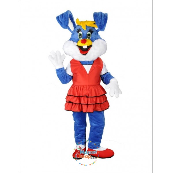 Cute Blue Rabbit Mascot Costume