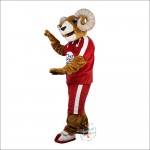 Red Sport Goat, Antelope Cartoon Mascot Costume