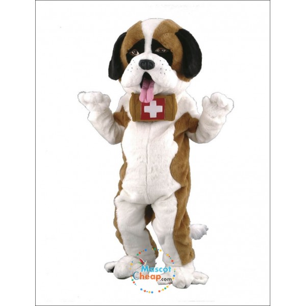 Saint Bernard Dog Mascot Costume head and barrel