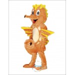 Happy Cute Seahorse Mascot Costume