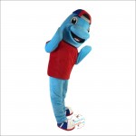 Sport Blue Dolphin Cartoon Mascot Costume