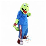 Sport Green Crocodile Cartoon Mascot Costume