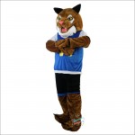 Sporty Tiger in Blue Vest Cartoon Mascot Costume