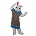 White Chef Bunny Rabbit Cartoon Mascot Costume