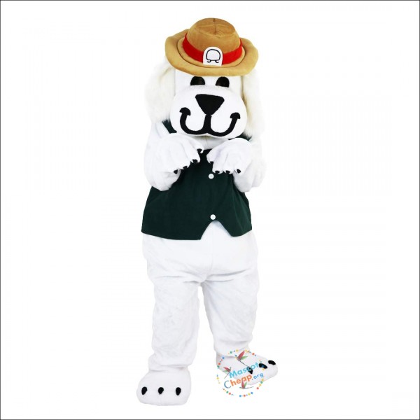 White Dog Hound Cartoon Mascot Costume