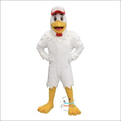White Handsome Chicken Mascot Costume