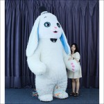 White Rabbit Blue Ears Bunny Inflatable Mascot Costume