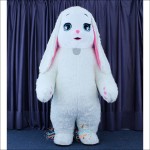 White Rabbit Pink Ears Bunny Inflatable Mascot Costume