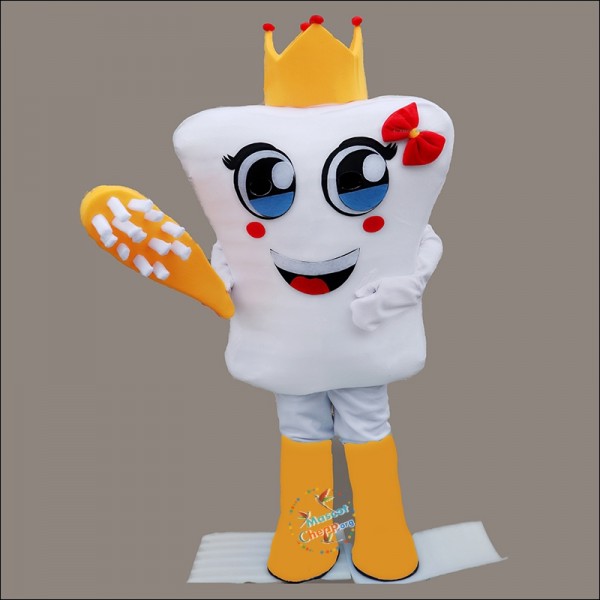 Yellow Toothbrush Teeth Mascot Costume